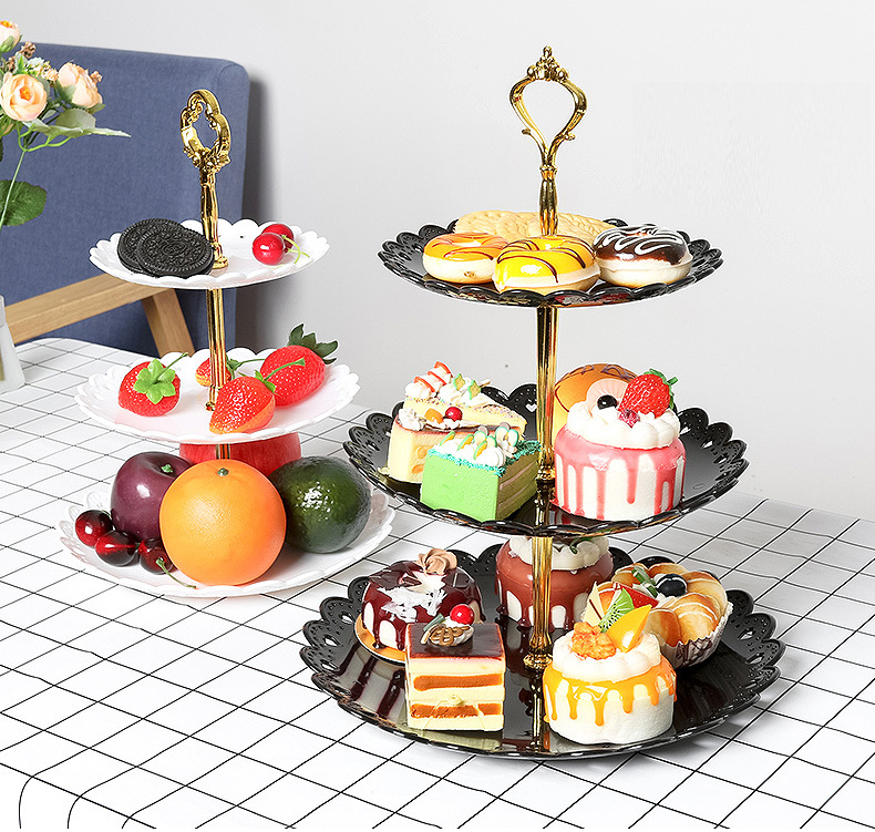 Kệ bánh cupcake 3 tầng màu trắng hình tròn ( HĐ )