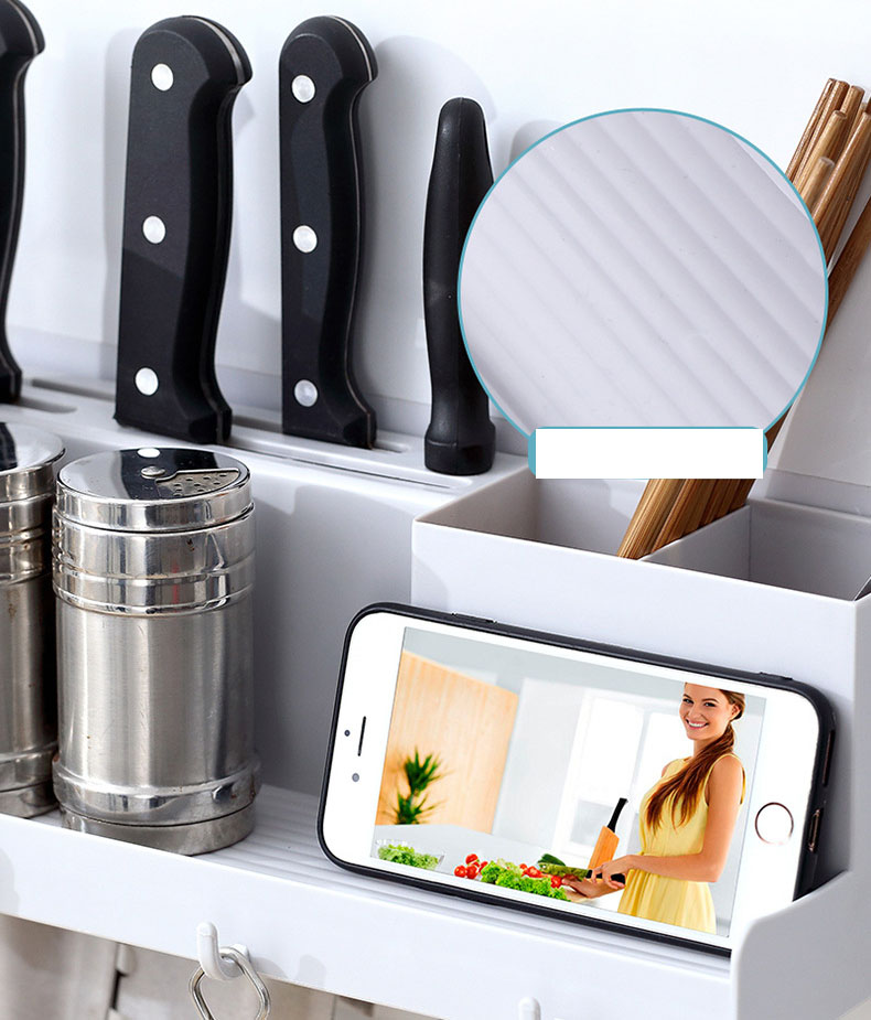 Kệ Đựng Gia Vị Nhà Bếp 4 Móc Treo Tường Thoát Nước