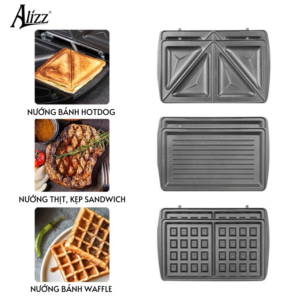 Máy Nướng Bánh 3 Khuôn 760W ALIZZ AL-13566