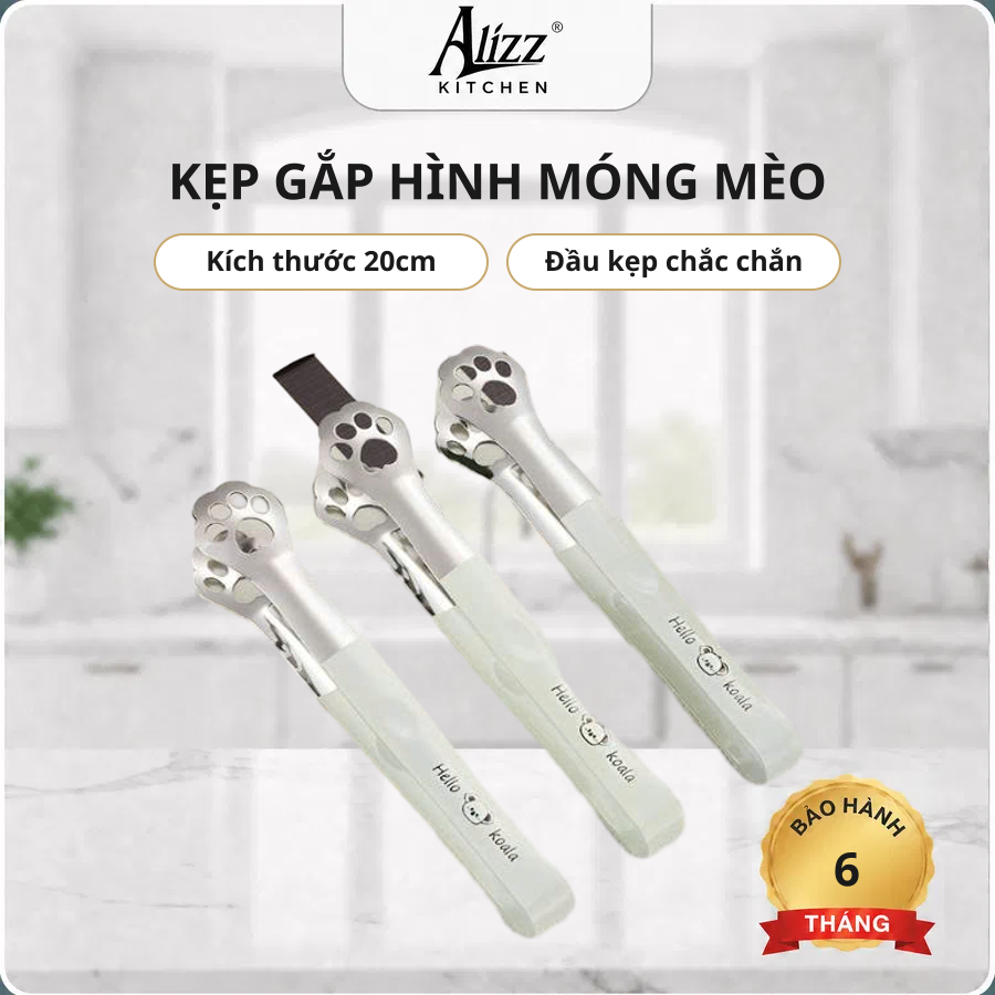Kẹp Đá Hình Móng Mèo Inox 304 ALIZZ KITCHEN Gắp Thạch Đồ Uống Tiện Lợi