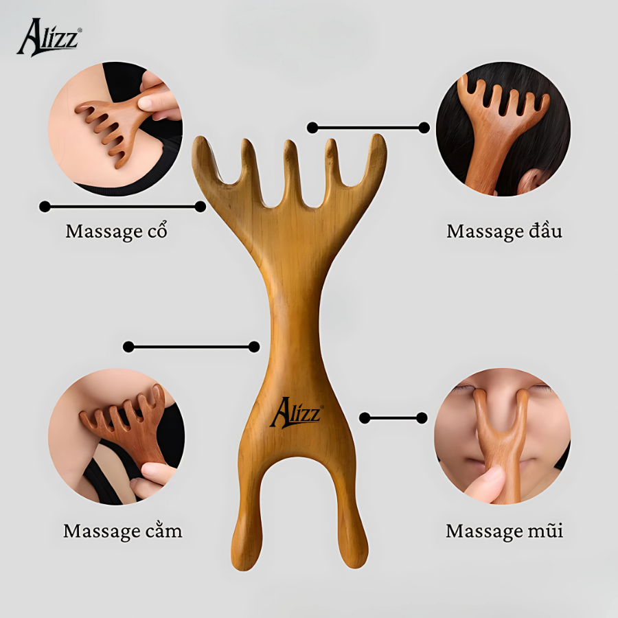 Lược Gỗ Đàn Hương 2 Đầu Massage AL-14396