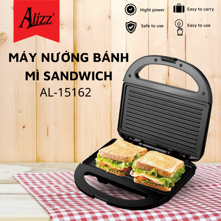 Máy Nướng Bánh Mì Sandwich, Nướng Thịt 800W ALIZZ AL-15162