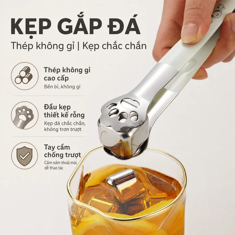 Kẹp Đá Hình Móng Mèo Inox 304