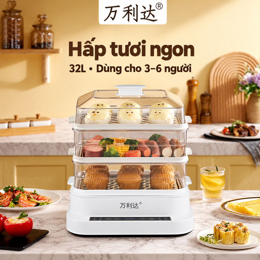 Nồi Hấp 3 Tầng Đa Năng 32L
