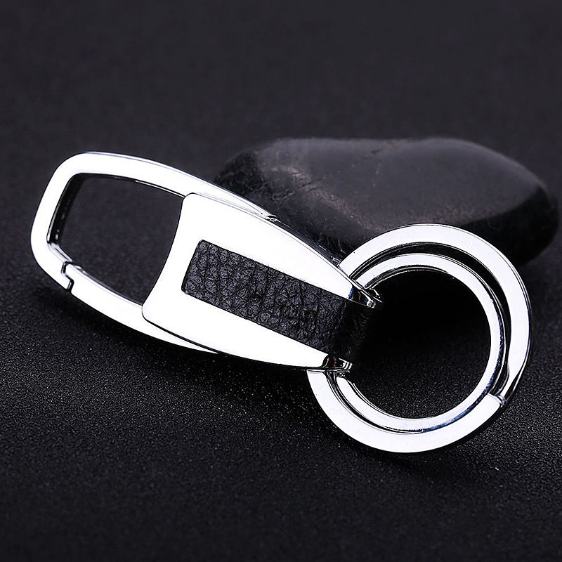 Móc khóa da kim loại 8cm treo thắt lưng
