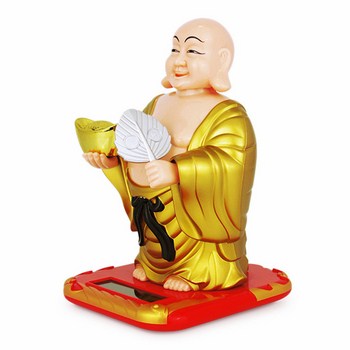 Phật Di Lặc Vẫy Quạt Cầm Thổi Vàng Năng Lượng (Trung 19cm)