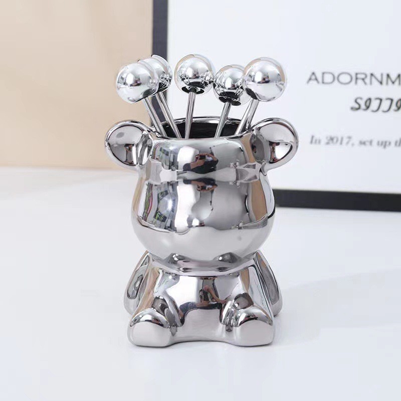 Xin hoa qua kèm cốc đựng hình gấu
