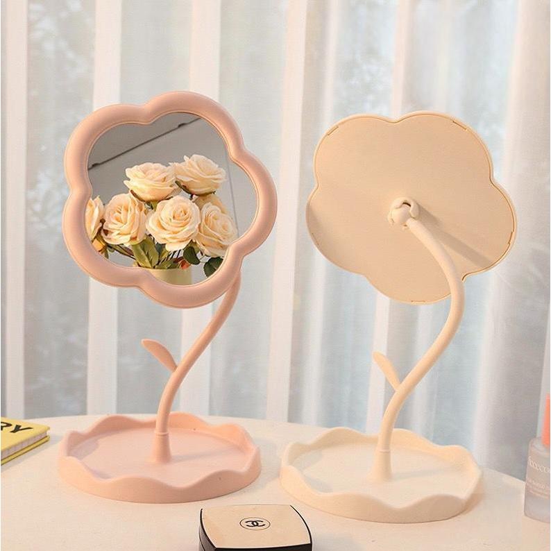 Gương Trang Điểm Mini Để Bàn Hình Bông Hoa