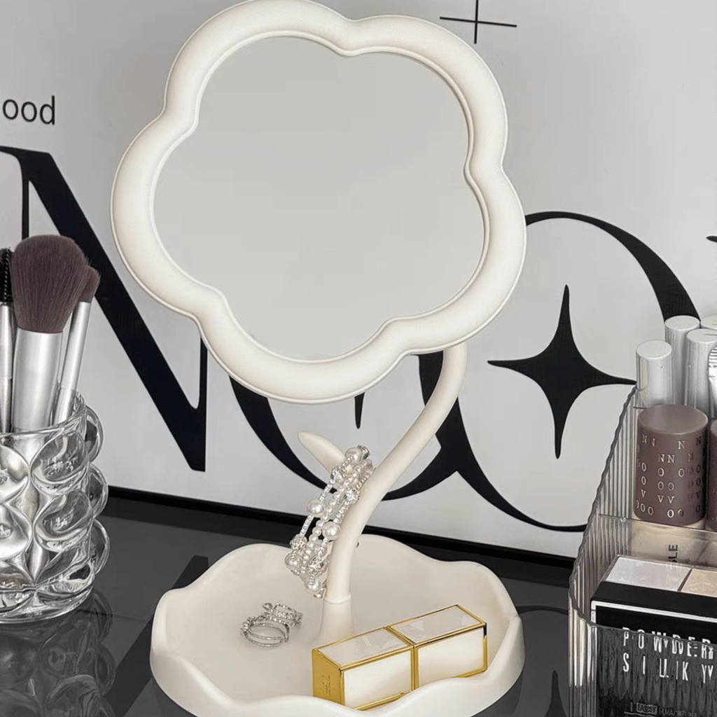 Gương Trang Điểm Mini Để Bàn Hình Bông Hoa