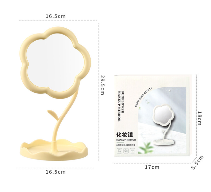Gương Trang Điểm Mini Để Bàn Hình Bông Hoa