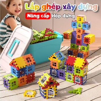 Đồ chơi xếp hình cho bé, lắp ghép nhà khối 3D 210 chi tiết