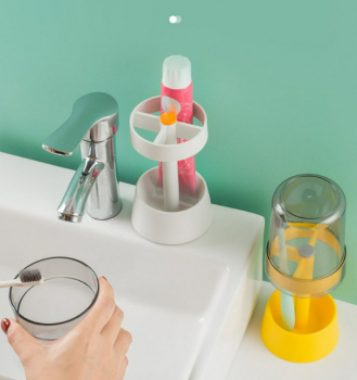 GIÁ ĐỠ CỐC ĐÁNH RĂNG ĐỂ BÀN CHO BÉ , KÈM STICKER ( KEM ĐÁNH RĂNG )