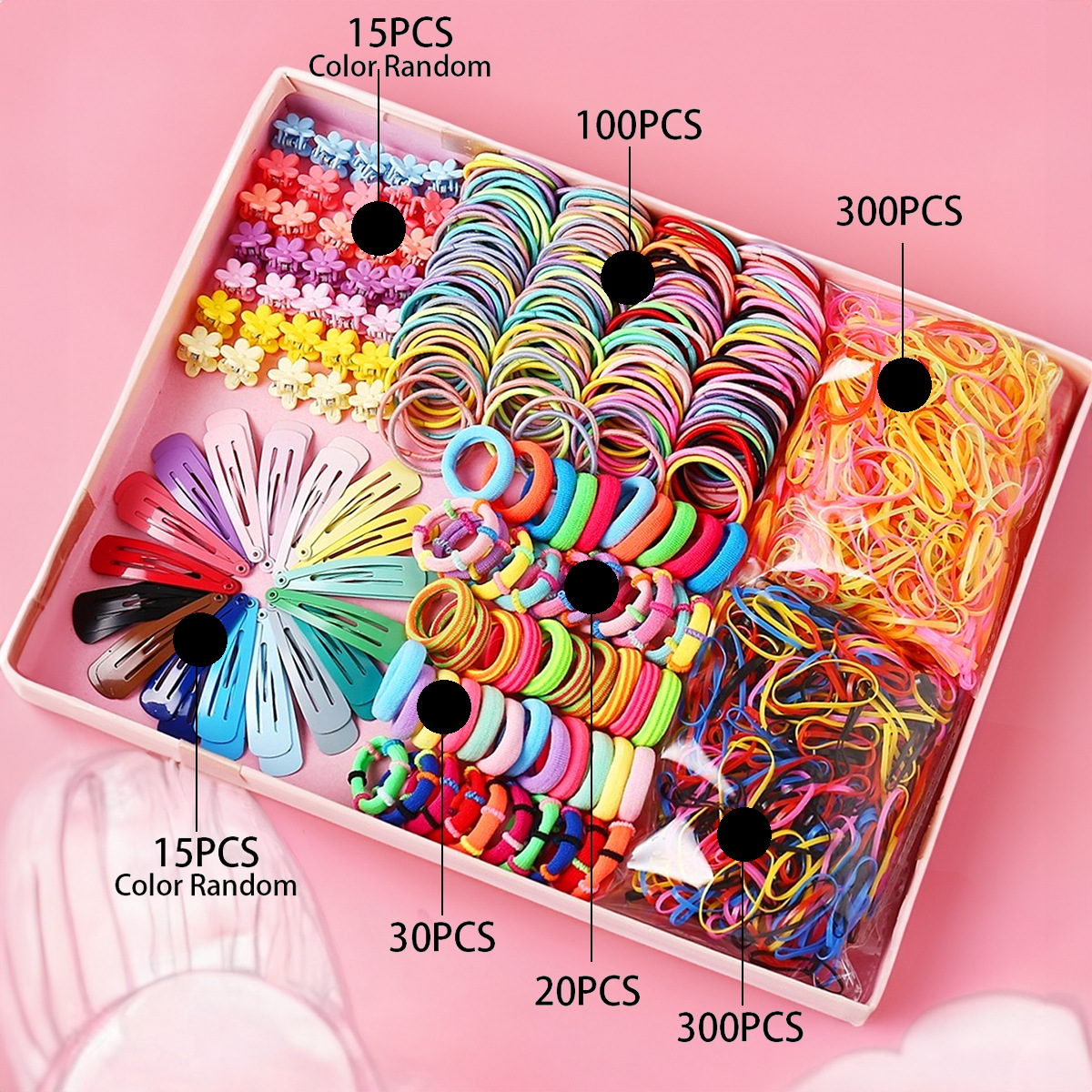 SET 780 MÓN THUN CỘT TÓC CHO BÉ XINH XẮN