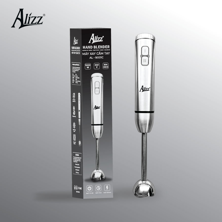 Máy Xay Sinh Tố Xay Thịt Cầm Tay Thân Inox 1000W ALIZZ AL-9001C