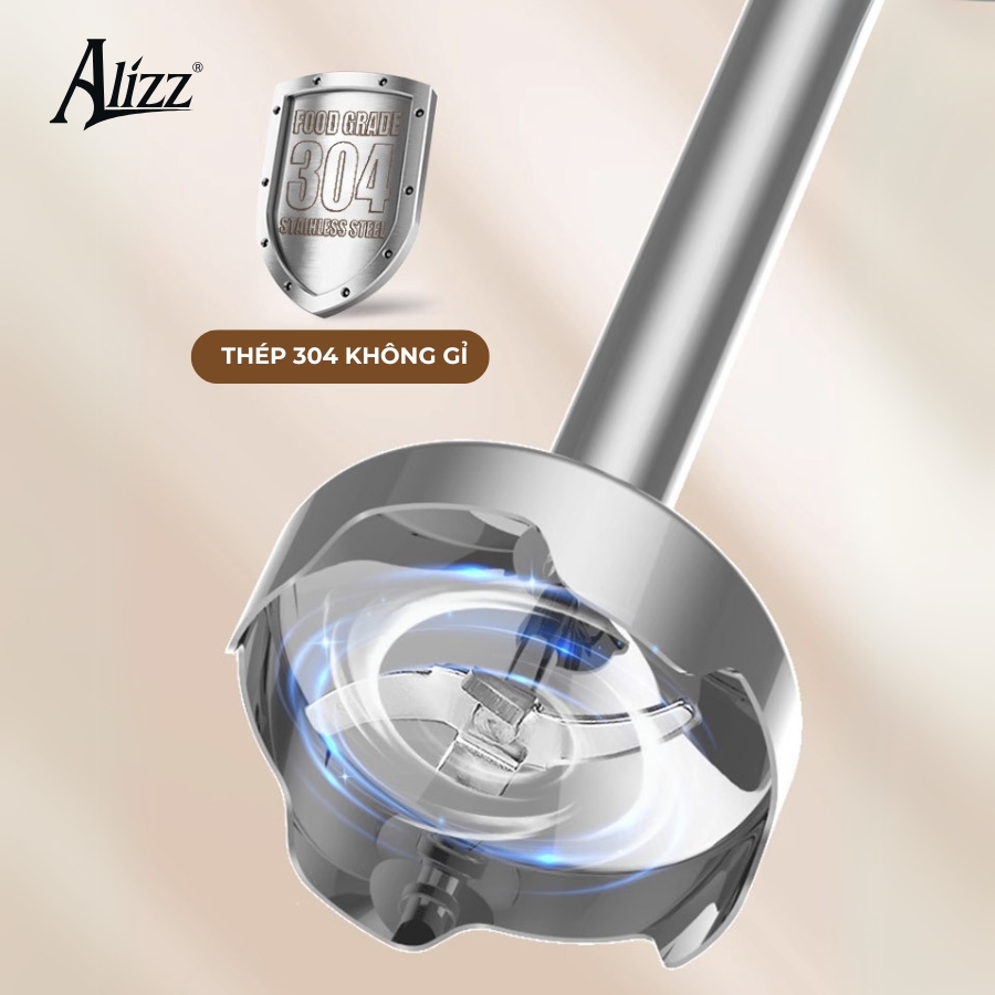 Máy Xay Sinh Tố Xay Thịt Cầm Tay Thân Inox 1000W ALIZZ AL-9001C