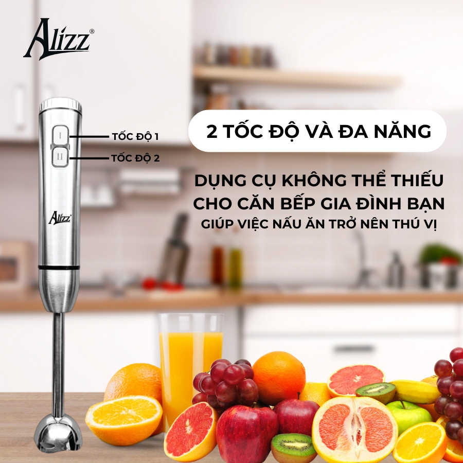 Máy Xay Sinh Tố Xay Thịt Cầm Tay Thân Inox 1000W ALIZZ AL-9001C