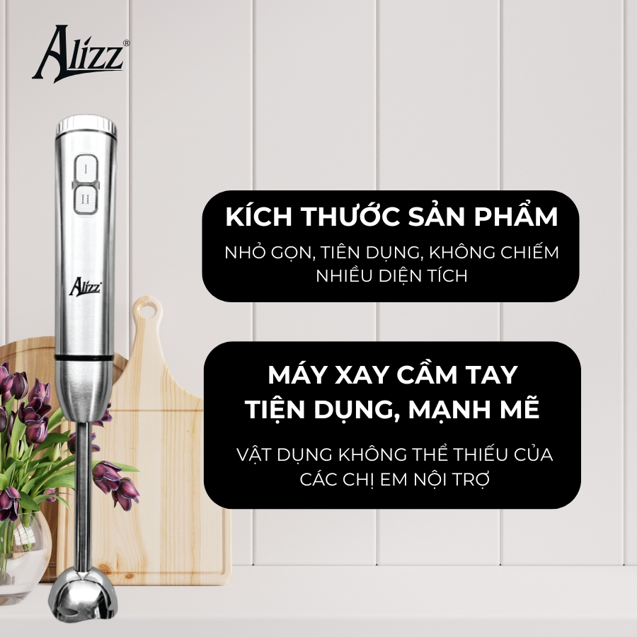 Máy Xay Sinh Tố Xay Thịt Cầm Tay Thân Inox 1000W ALIZZ AL-9001C
