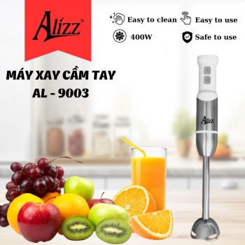 Máy Xay Sinh Tố Xay Thịt Cầm Tay Thân Trắng Nút Bấm Inox 400W ALIZZ AL-9003