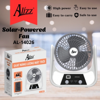 Quạt Để Bàn Sạc Điện ALIZZ AL-14026 Năng Lượng Mặt Trời 6inch
