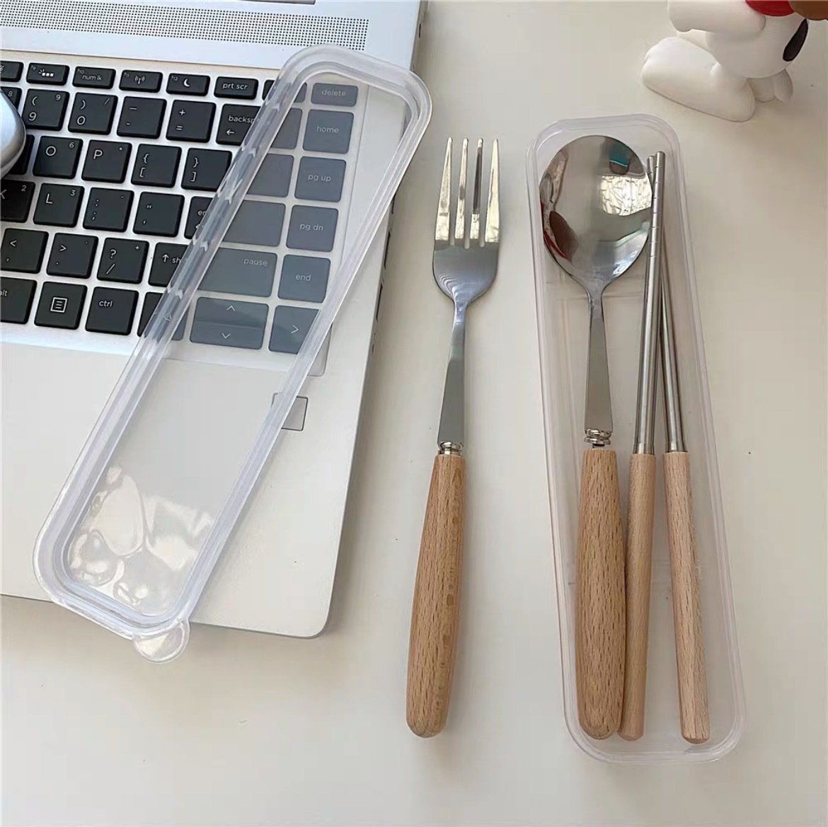 Bộ đũa muỗng nĩa hộp trong suốt