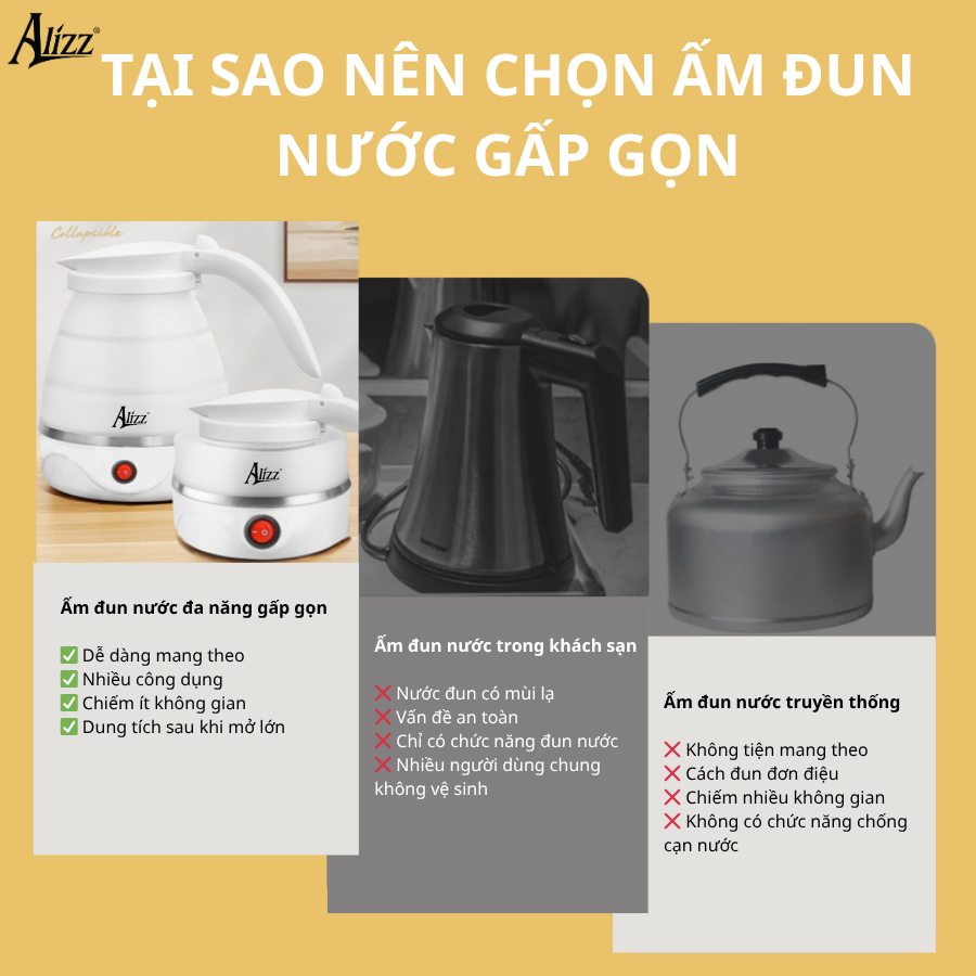 Bình đun nước gấp gọn thông minh Alizz AL-9779