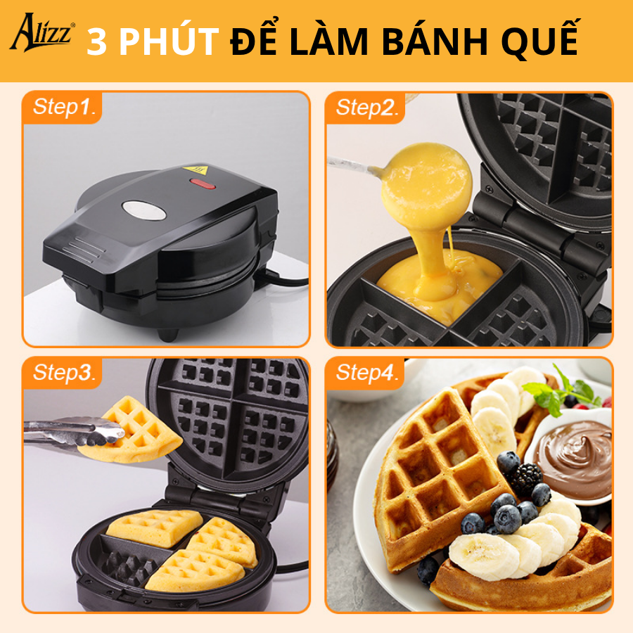 Máy làm bánh waffle 3 khuôn ALIZZ AL-14233