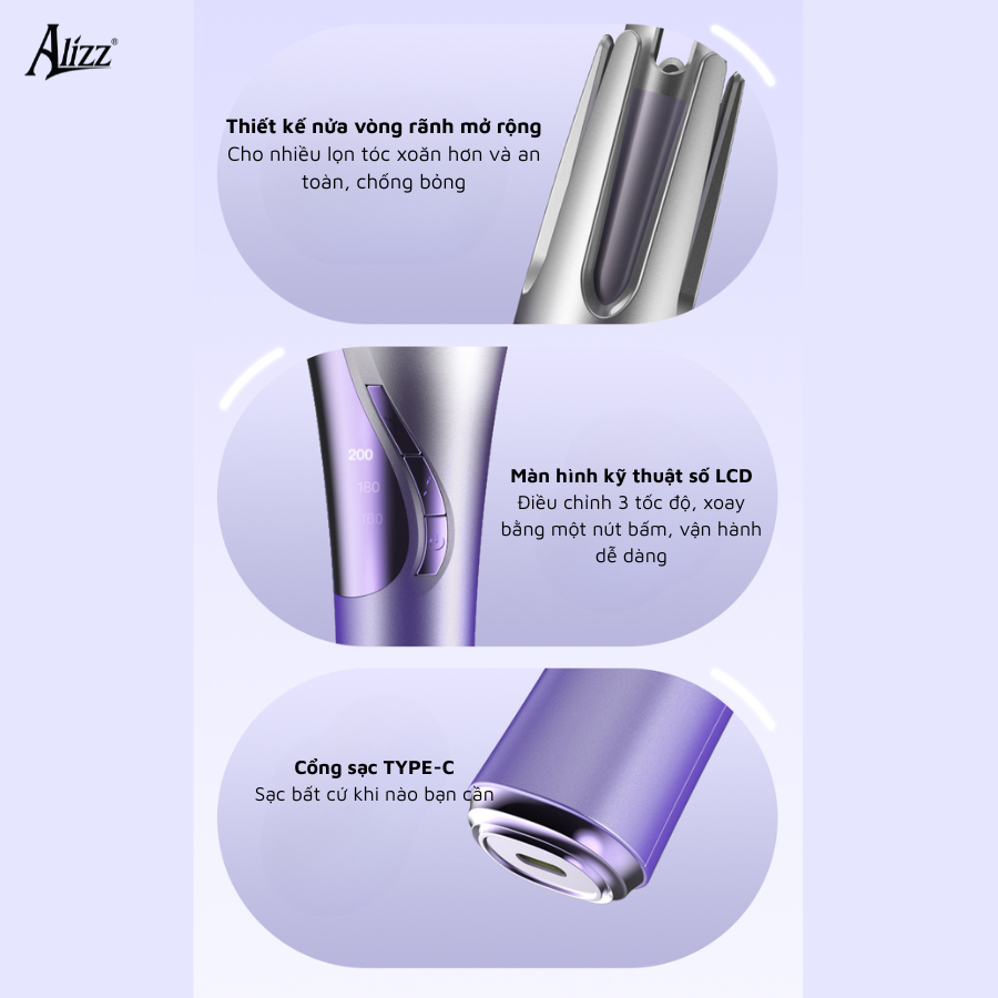 Máy Uốn Tóc Tự Động Không Dây Trục 32mm ALIZZ AL-14545