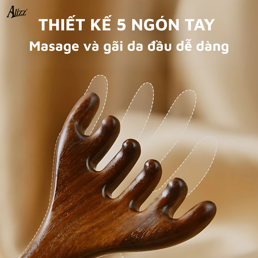 Lược Gỗ Đàn Hương 1 Đầu Chải Massage Da Đầu AL14397
