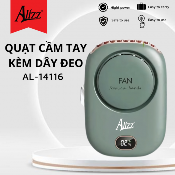 Quạt cầm tay ALIZZ AL-14116 kèm dây đeo cổ 