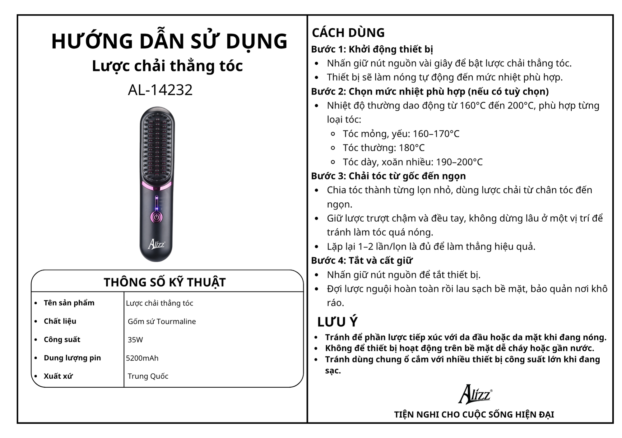 Lược chải thẳng tóc AL-14232