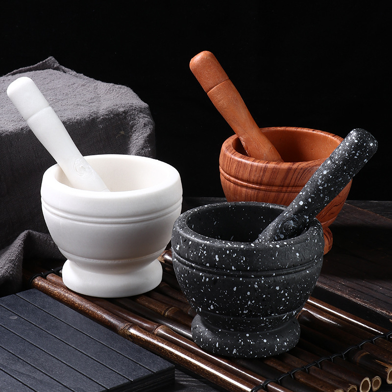 Chày cối giã tỏi họa tiết giả gỗ vân đá