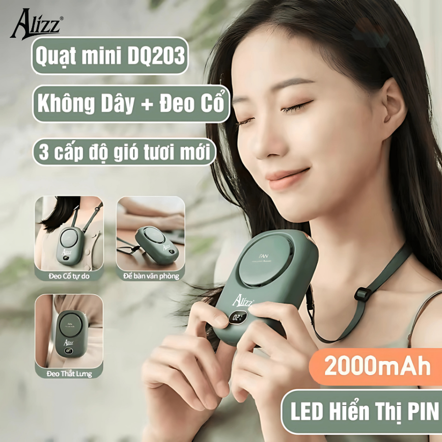 Quạt cầm tay ALIZZ AL-14116 kèm dây đeo cổ