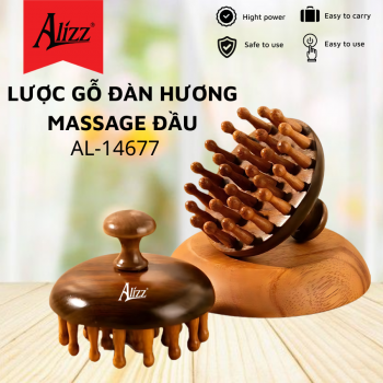 Lược Gỗ Đàn Hương Massage Đầu ALIZZ AL-14677