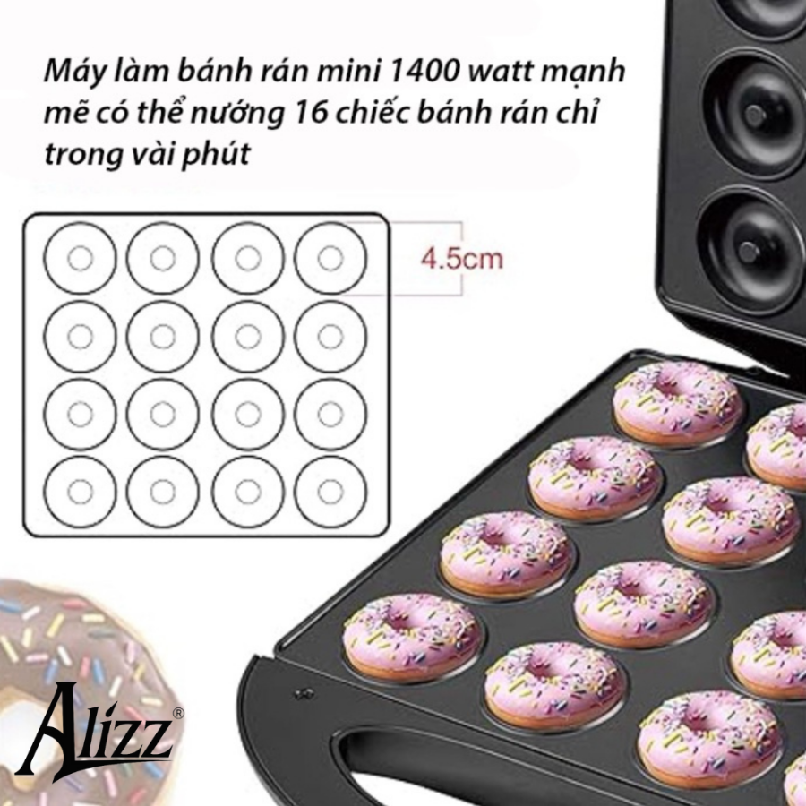 Máy Làm Bánh Donut Mini 16 Ngăn Alizz