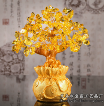 Cây Tiền Pha Lê Vàng Trang Trí Tết 