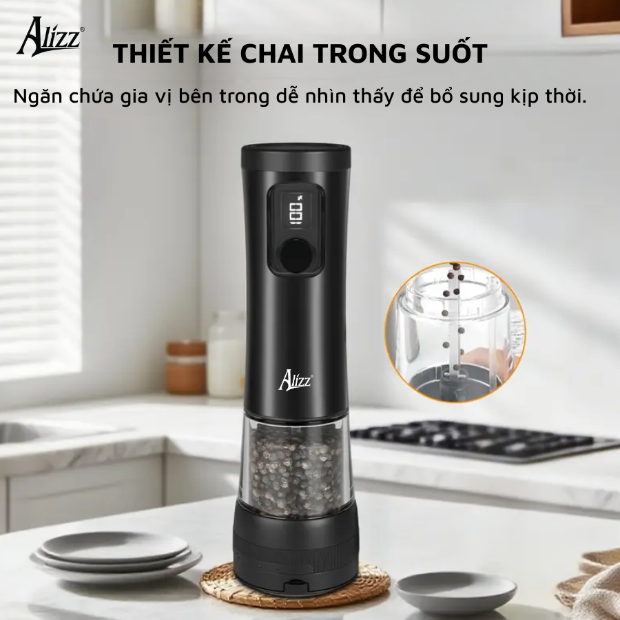Máy Xay Tiêu Sạc Điện 2 IN 1 AL-15095