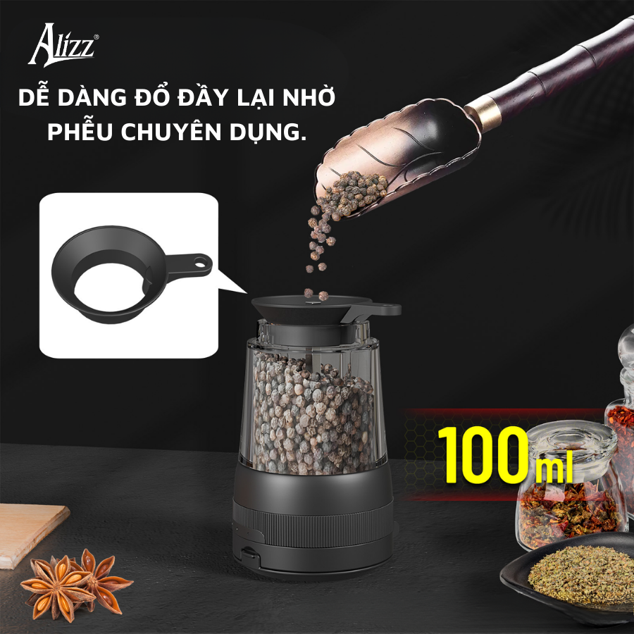 Máy Xay Tiêu Sạc Điện 2 IN 1 AL-15095