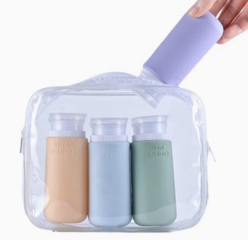 Bộ túi 4 chai chiết mỹ phẩm silicon 96ml