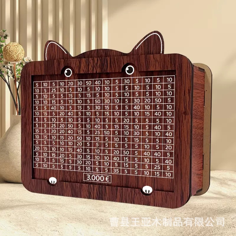 Hộp Tiết Kiệm Tiền Bằng Gỗ Hình Con Mèo