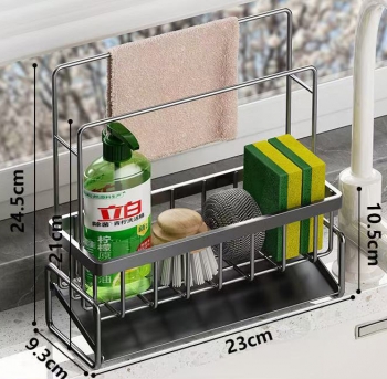 Giá Để Bọt Biển Bồn Rửa Chén Có 2 Thanh Treo Khăn