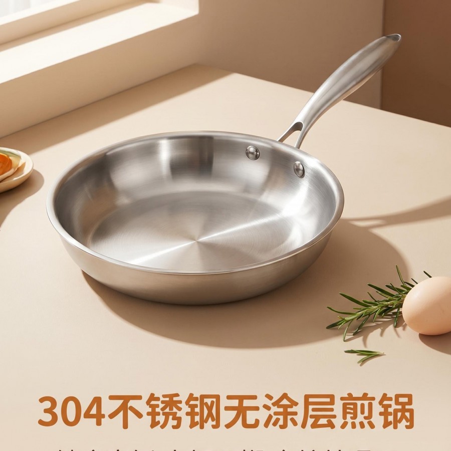 Chảo Đáy Phẳng Inox 304 Thép 3 Lớp 26cm