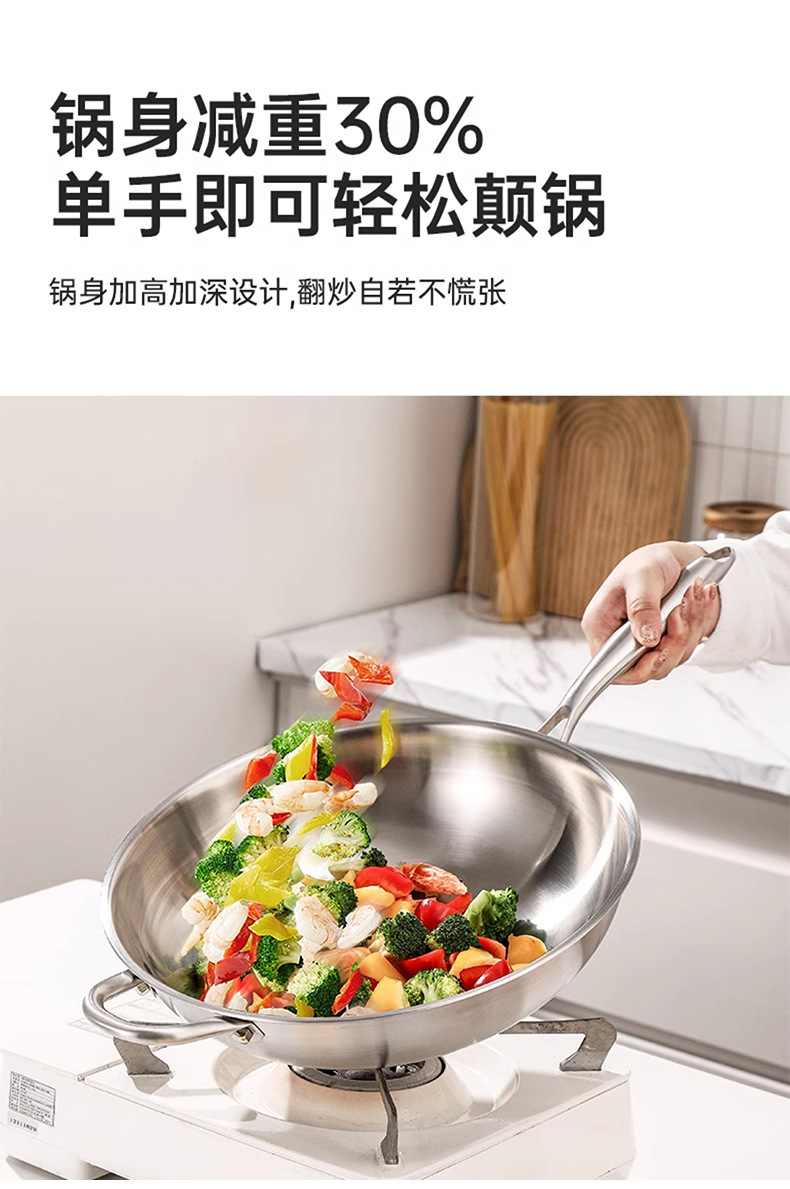 Chảo Sâu Lòng Inox 304 Ba Lớp Đáy Liền 32cm