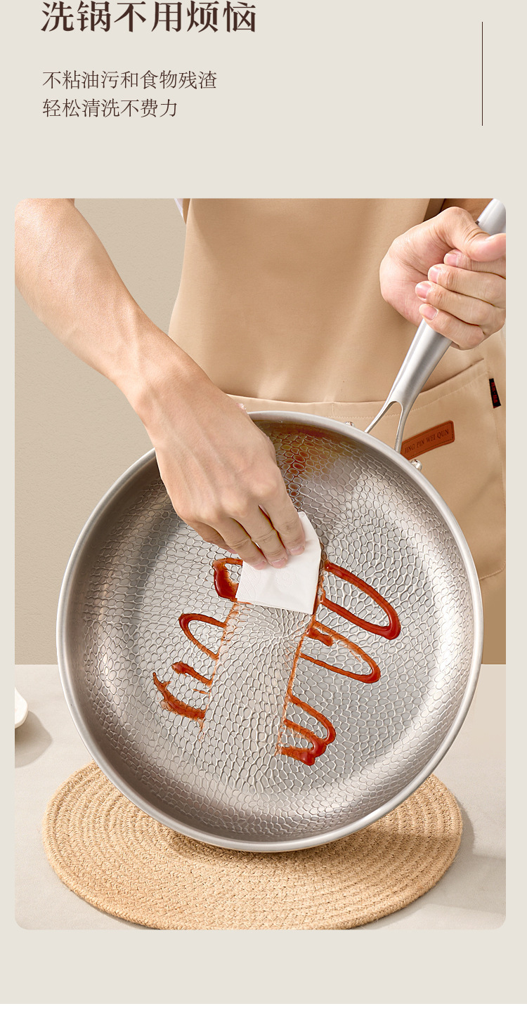 Chảo Thép Vân Búa Inox 304 Thép Ba Lớp 24cm