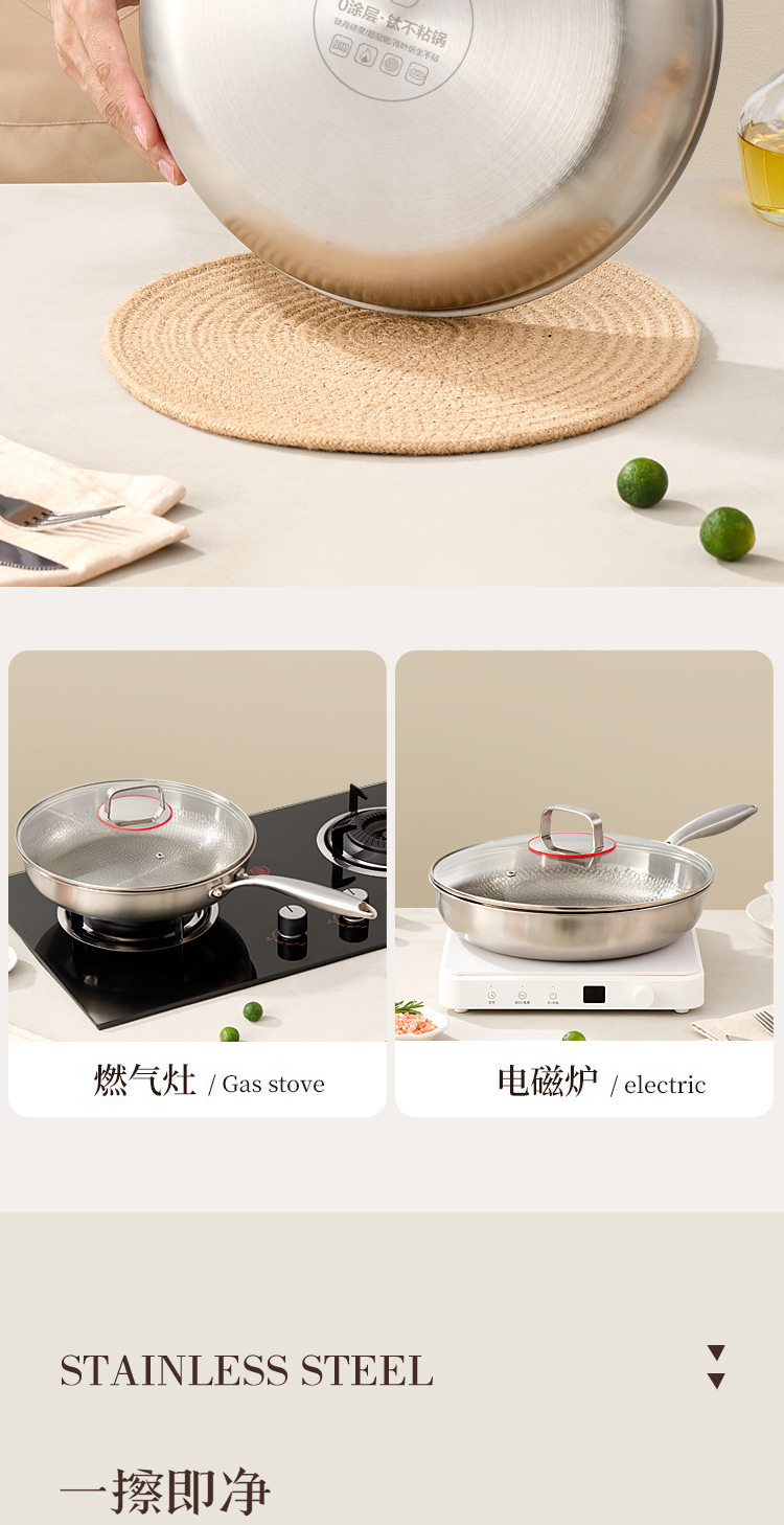 Chảo Thép Vân Búa Inox 304 Thép Ba Lớp 24cm