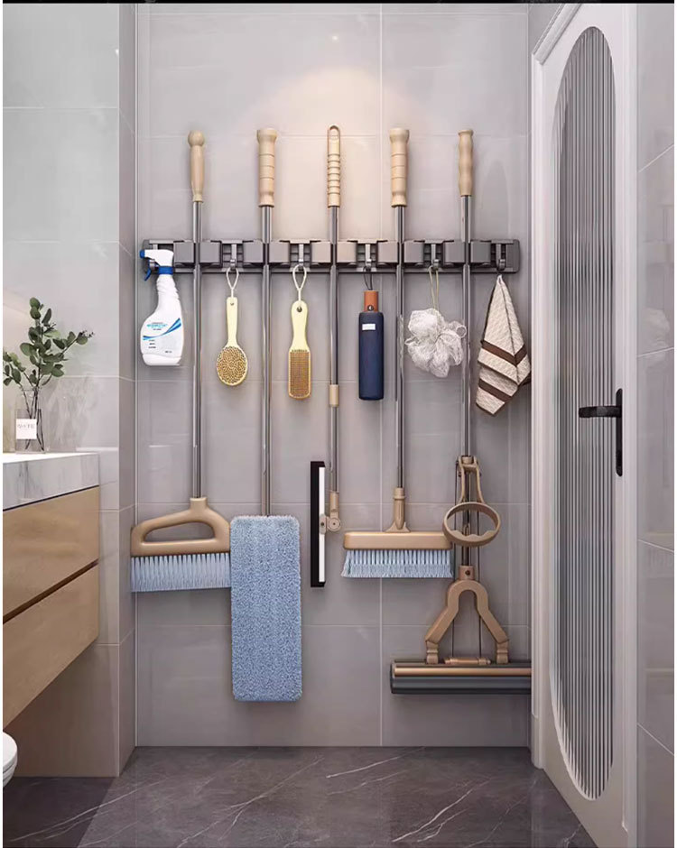 Giá Treo Chổi Lau Nhà Gắn Tường Không Cần Khoan