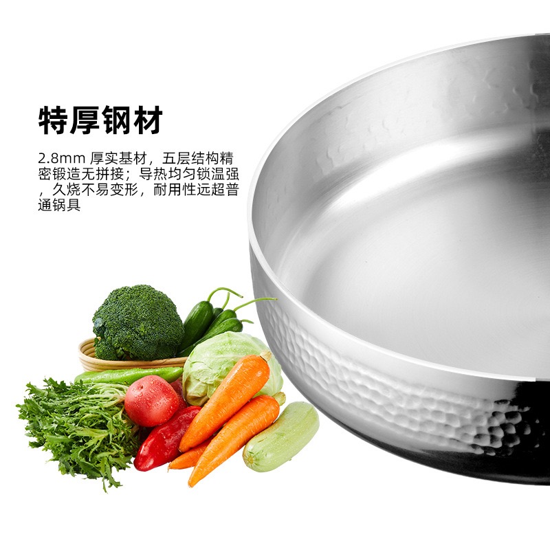 Nồi Inox Cao Cấp 3 Lớp Vân Búa 28x8cm